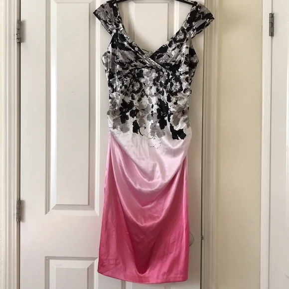 London Times Black and Pink Floral Prom Dress - Picture 1 of 3